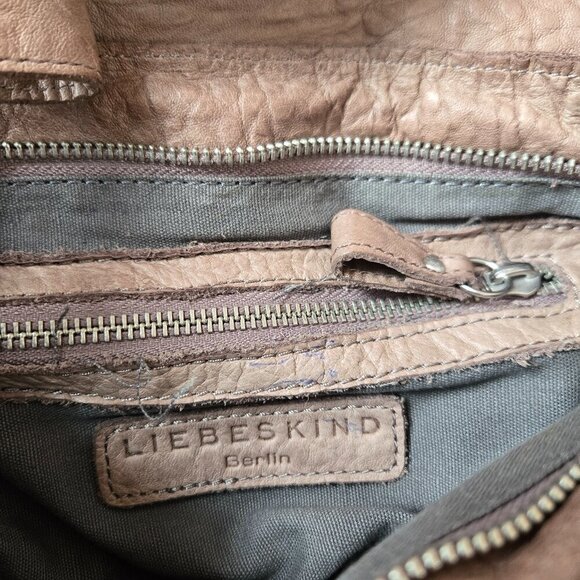 Liebeskind Berlin Leather Crossbody Bag Taupe Braided Flap Shoulder Purse - Picture 3 of 16